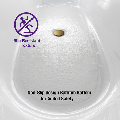 WOODBRIDGE 59" Acrylic Freestanding Bathtub Contemporary Soaking White Tub with Brushed Gold Overflow and Drain,BTA1516 BG