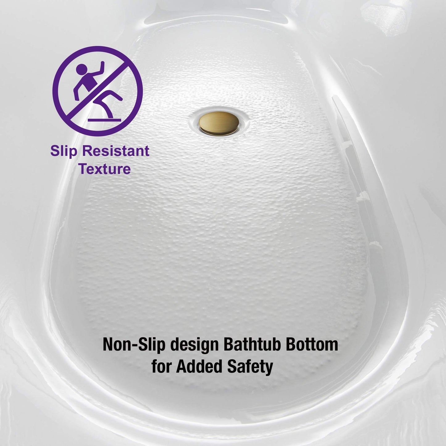 WOODBRIDGE 59" Freestanding White Acrylic Soaking Bathtub with Brushed Gold Drain and Overflow,BTA1514 -BG-Drain &O