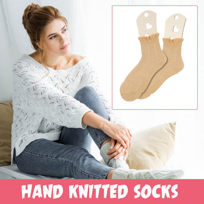 4 Pieces Sock Blockers for Knitting Wooden Sock Blockers Adjustable Thicken Knit Sock Ruler Tool Stocking Blockers Wood Sock Form Stretchers for Knitting Crochet Stocking Display Knitters Beginners