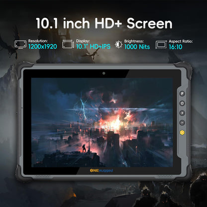 ONERugged Rugged Tablet M10J, 10.1 inch Windows 11 Pro Tablet, 8GB+128GB, Celeron N5100, IP65 Waterproof, MIL-STD-810H, 5000mAh, Industrial Outdoor Work PC w/ 8MP+5MP Camera, 4G LTE/WiFi/BT 5.0/NFC