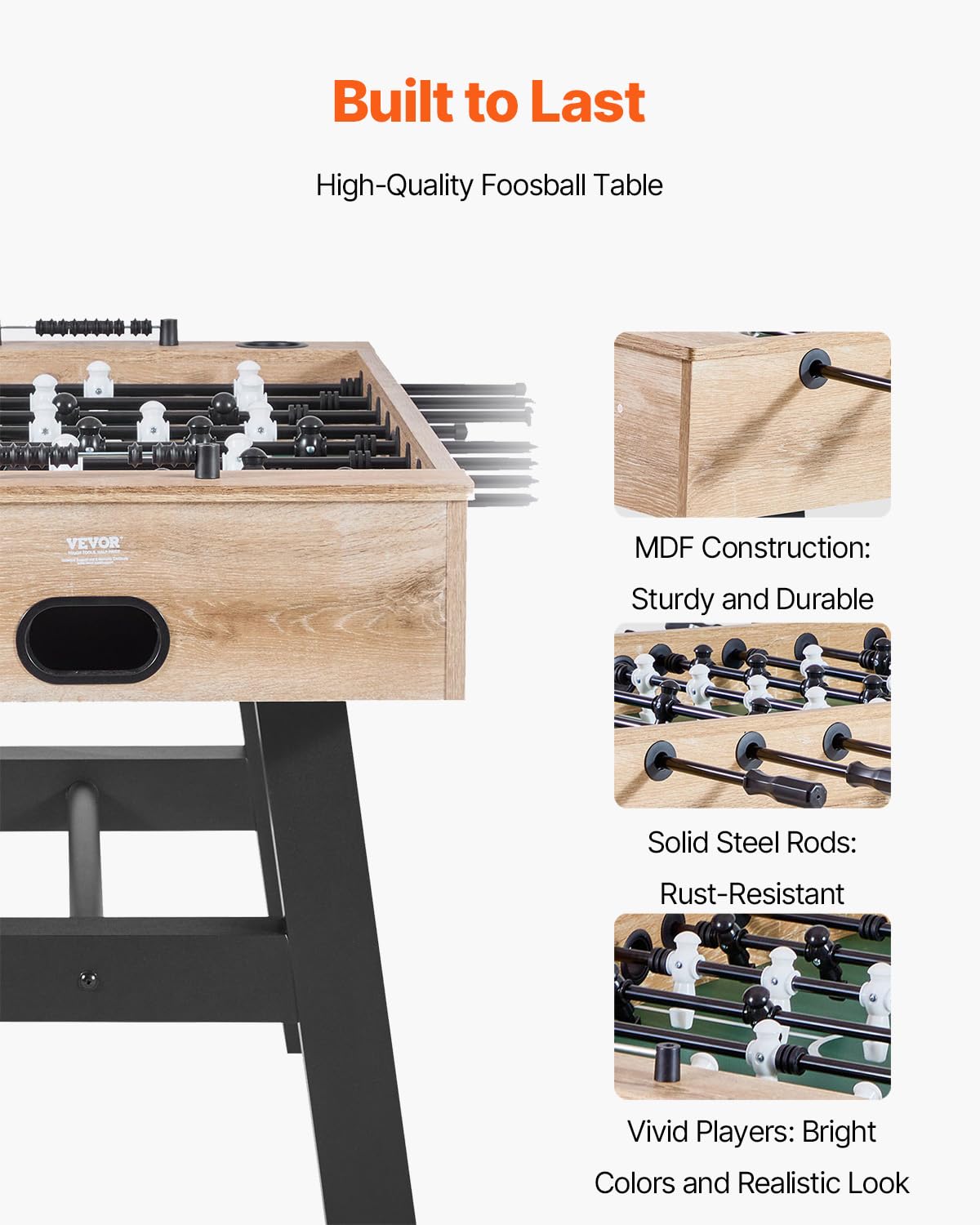 VEVOR Foosball Table, 55 inch Standard Size Table, Indoor Full-Size Foosball Tables, Includes Durable Soccer Set, for Home, Family, Game Room