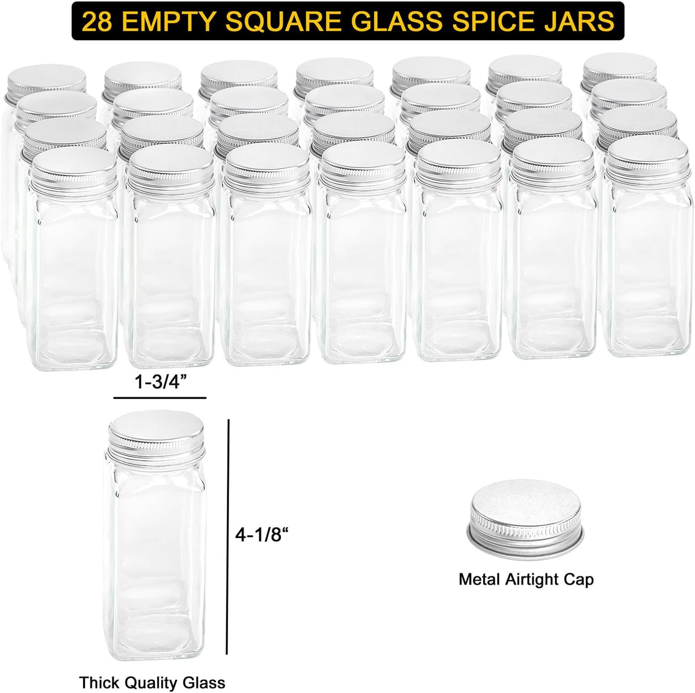 20 386 Set Countertop, 20 9.8" 10.8H, SpaceAid Spice Rack Organizer with Spice Jars, Spice Labels, Chalk Marker