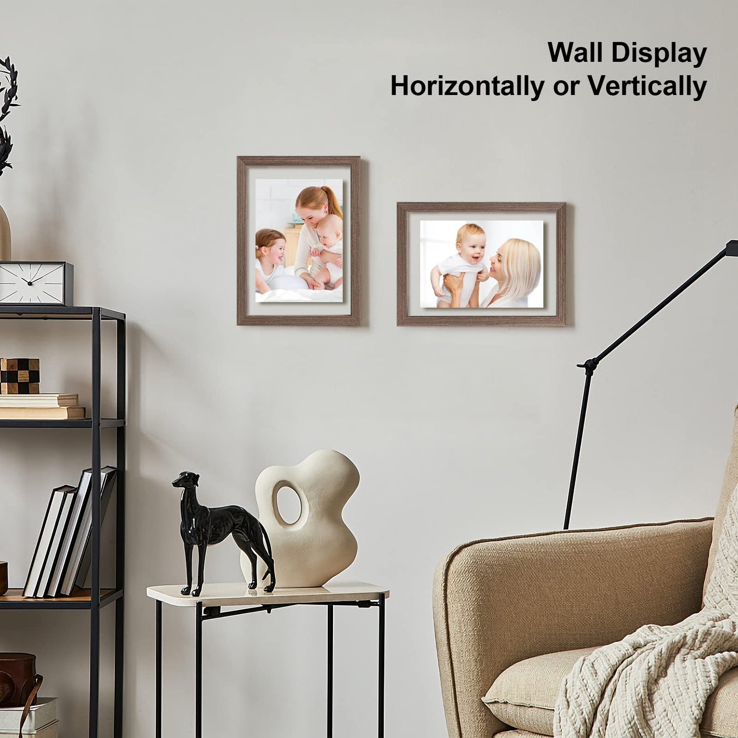 Egofine 5x7 Floating Frames Set of 2, Double Plexiglass Picture Frame, Made of Solid Wood Display Any Size Photo up to 5x7, Wall Mount or Tabletop Standing, Brown