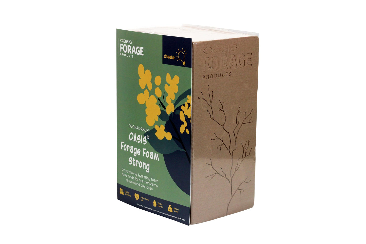 Oasis Forage Floral Foam Strong | Securely Holds Branches and Big Stems | Degradable | Superior Hydration for Foraged Botanicals | Dark Brown | Pack of 2 Bricks