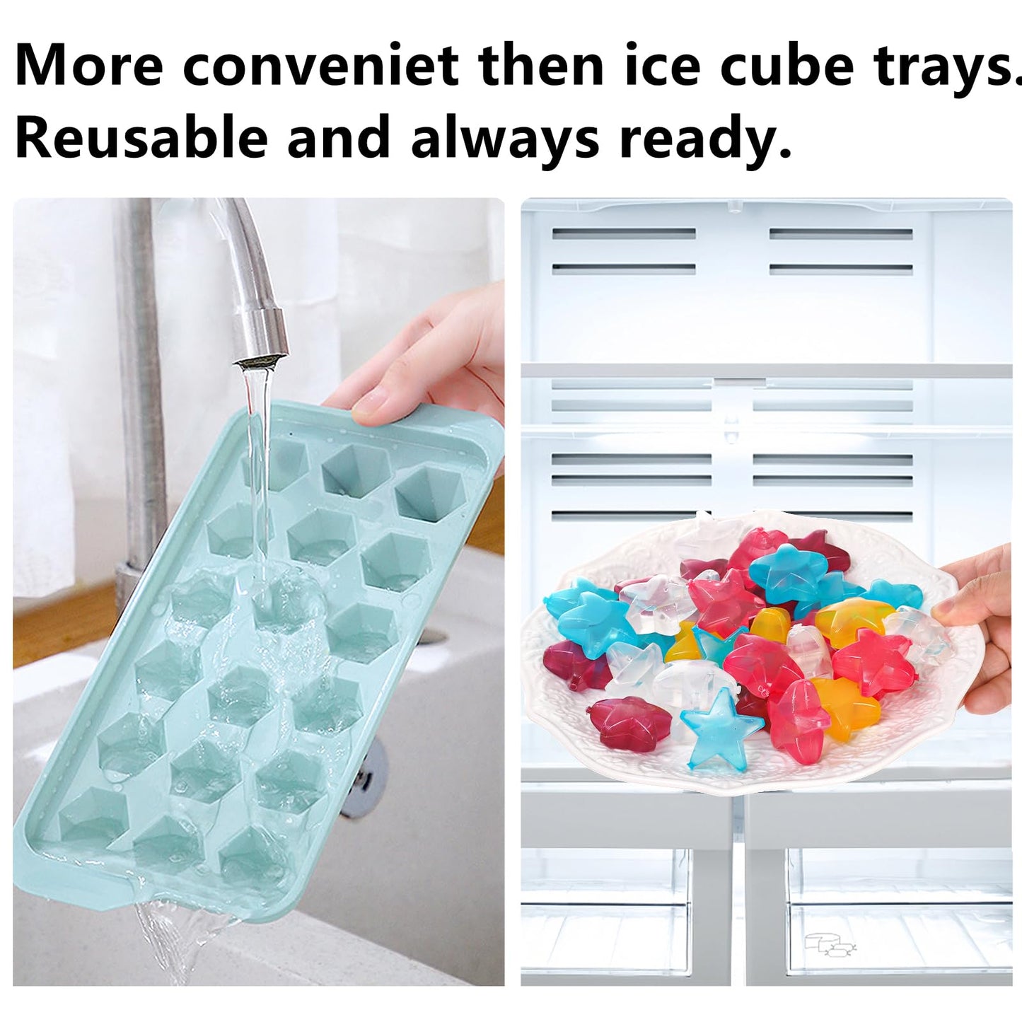 Dicunoy 200 PCS Reusable Ice Cubes, Plastic Ice Cubes for Drinks, Colorful Refreezable Non Diluting for Cocktails, Whiskey, Wine, Coffee