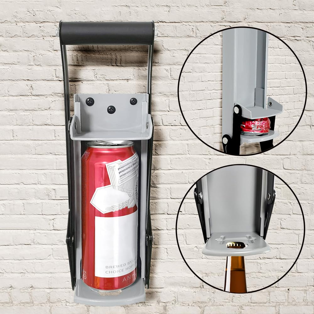 Can Crushers12 oz 16ozcans , Wall Mounted Crusher, Aluminum Can Crusher, Canned Beer And Soda Plastic Bottles, For Recycling, Manual Wall Mounted (Red)