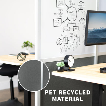 VIVO Modular Wall System, 2 PET and Whiteboard Panels, Professional Office Cubicle Dividers, Freestanding Privacy-Screen, 66 inches High, White and Dark Gray, PP-MWS63WB