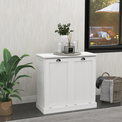 KCSWKJ Two-Compartment Tilt-Out Laundry Sorter Cabinet-White