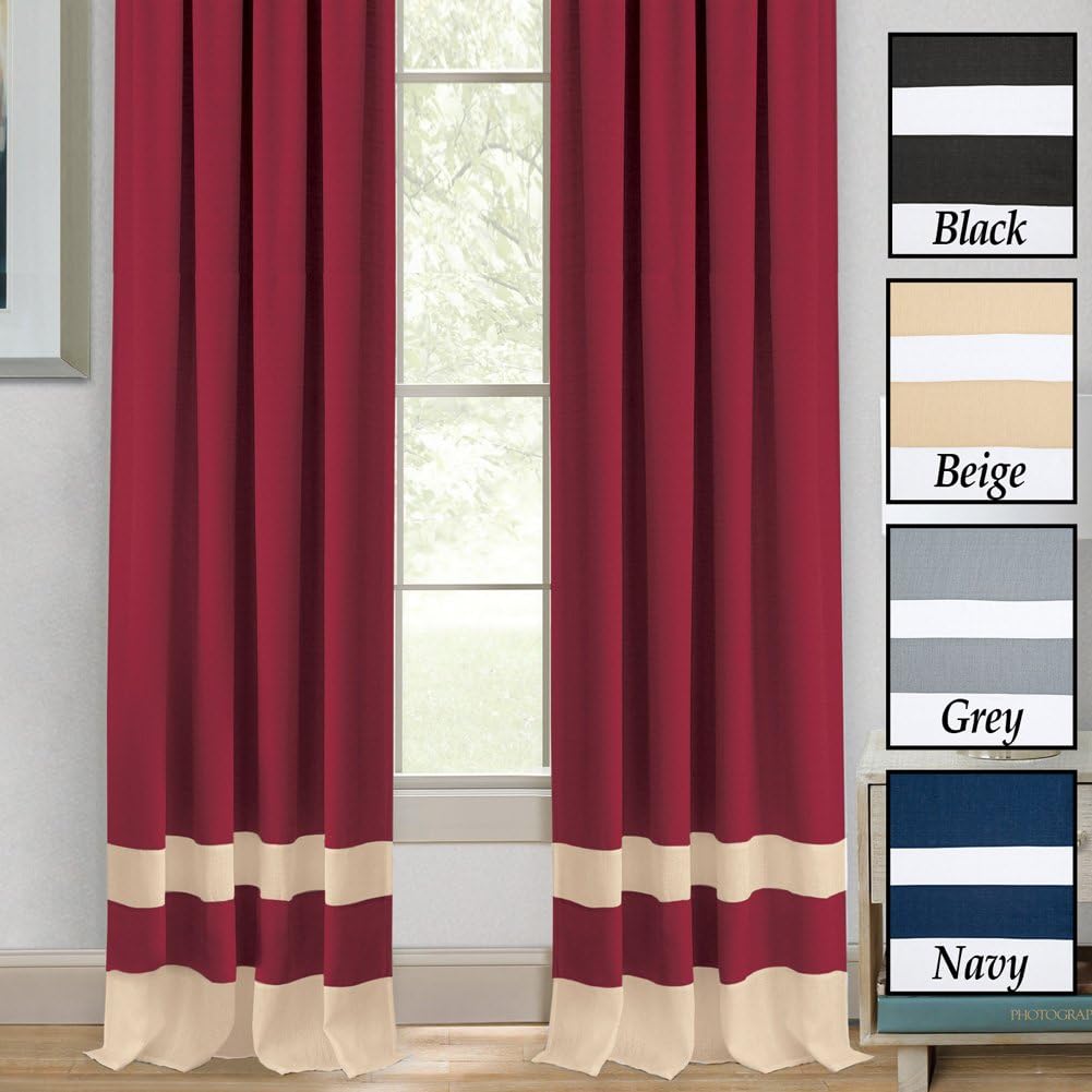 Collections Etc Darcy Two-Tone Rod Pocket Window Curtain Panel, Black, 52"X84"
