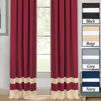 Collections Etc Darcy Two-Tone Rod Pocket Window Curtain Panel, Black, 52"X84"
