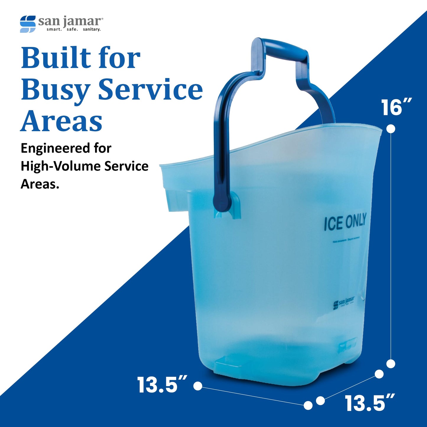 San Jamar Plastic Light Duty Ice Tote, 6 Gallons, Blue