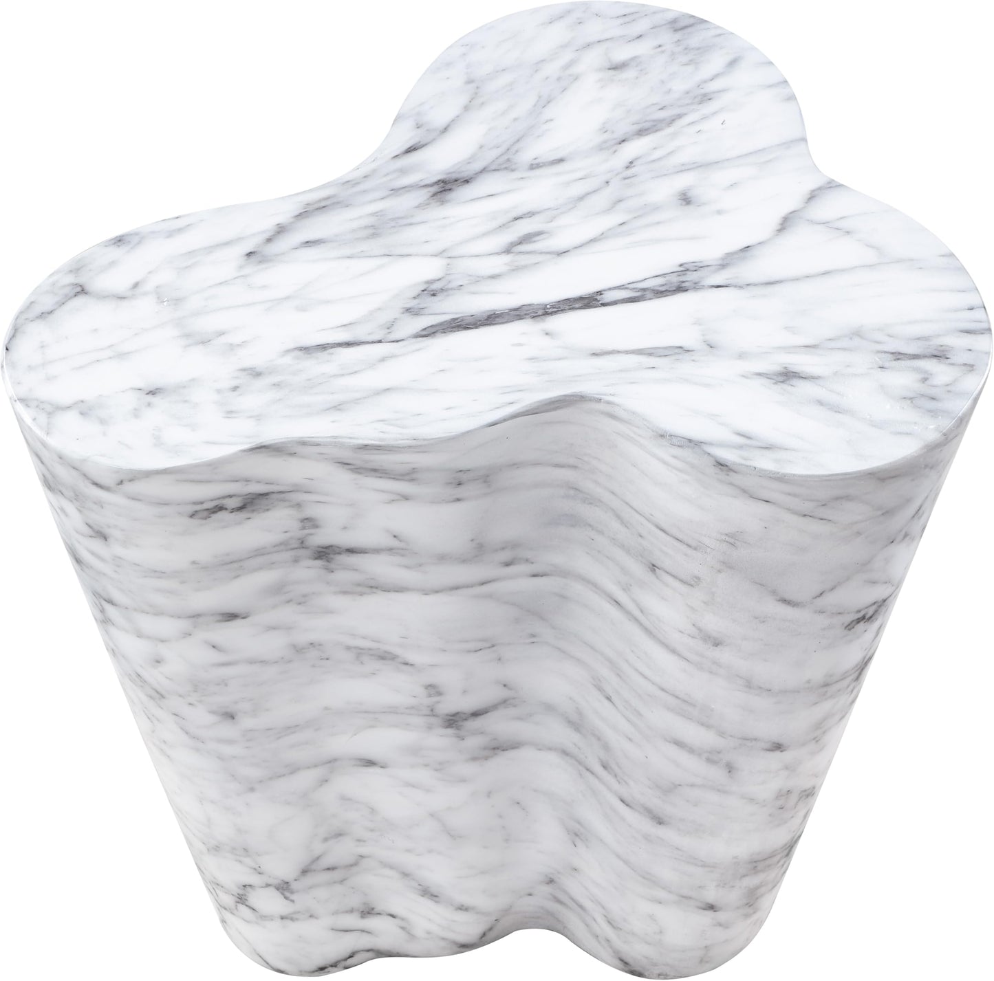 Meridian Furniture 99033White-ET Monza Collection Art Deco Marble Finish Indoor/Outdoor Concrete End Table, 21" W x 18.5" D x 22" H, White