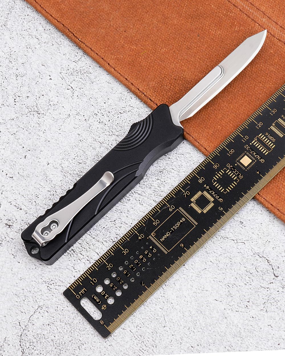 Ainhue AR385 Small Retractable Box Cutter EDC Pocket Scalpel Knife with 20pcs Carbon Steel Blades, Aluminum Alloy Handle, Precision Craft DIY Tool for Office Home Arts