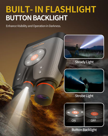 Waaniynan 4K UHD Night Vision Binoculars with Smart App Control, Night Vision Goggles with 3940ft View Range, 52MP Full Color Photo, 64GB Card for Camping/Security, Black