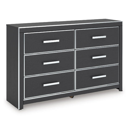 Signature Design by Ashley Ravalori Contemporary 6-Drawer Dresser with Wood Finish, Black