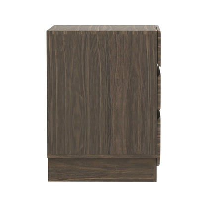 Manhattan Comfort Ardea Modern Nightstand with 3 Smooth-Glide Drawers, Compact Contemporary Bedside Table with Handle-Less Fronts, Rounded Edges, Walnut