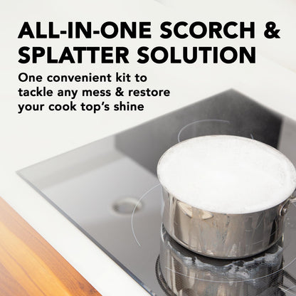 Weiman Glass & Ceramic Cooktop, Stove Top & Oven Cleaner Kit – Kitchen Cleaner Cream, 3 Scrubbing Pads & Scraper for Burnt-On Food & Grease, Clean Shine - Safe for Induction, Electric & Gas Cooktops
