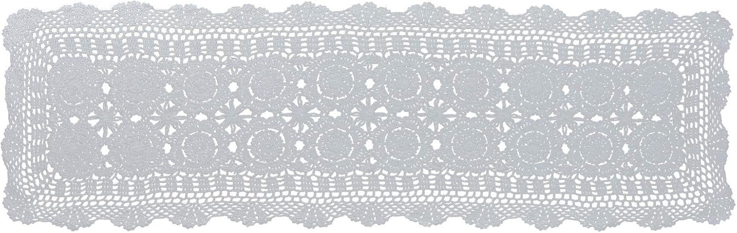15.7"x47" USTIDE Handmade Crochet Table Runner White Rectangular Cotton Lace Table Runners Table Doily for Dresser