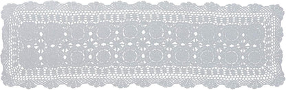 15.7"x47" USTIDE Handmade Crochet Table Runner White Rectangular Cotton Lace Table Runners Table Doily for Dresser