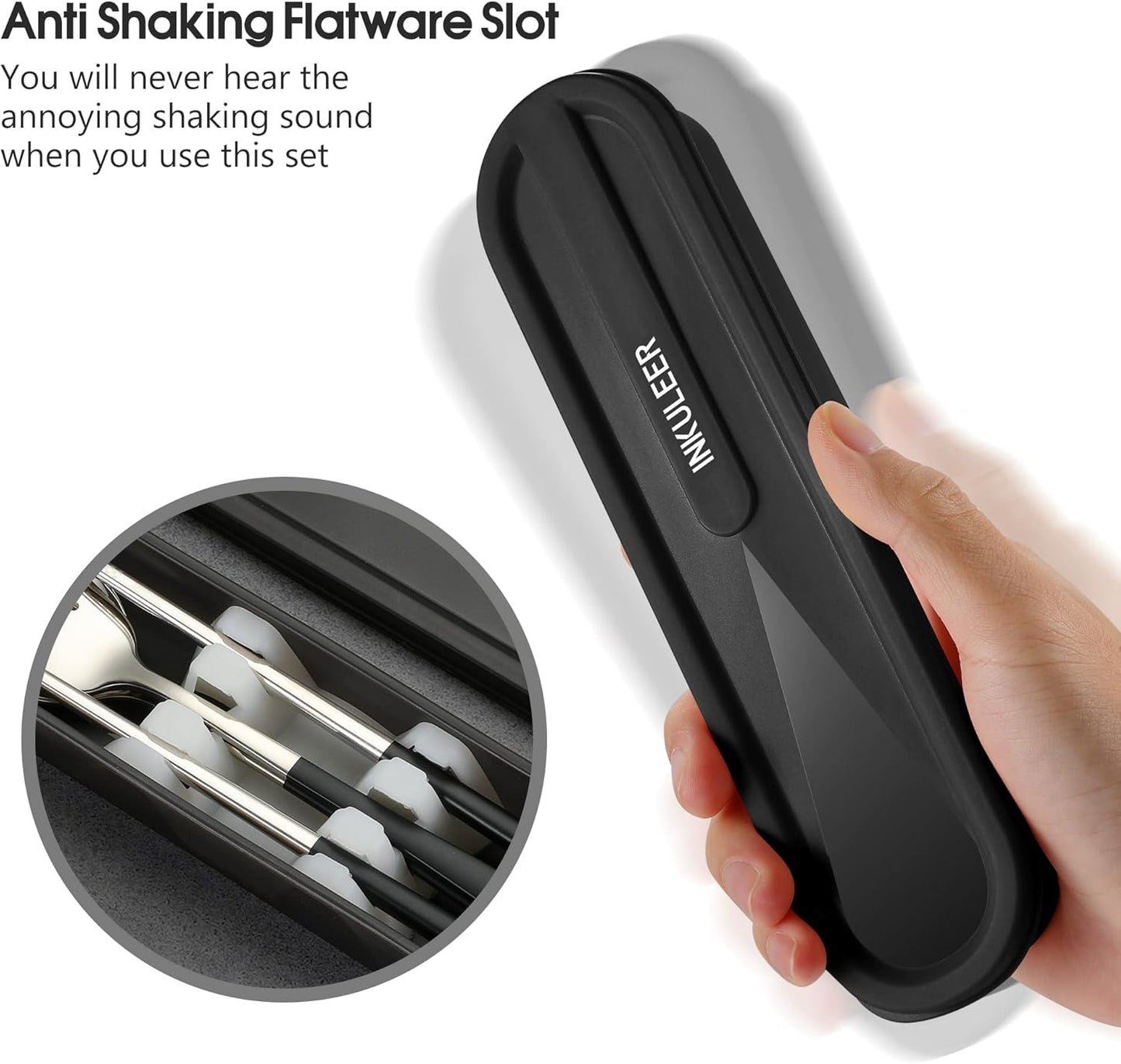 Travel Cutlery Set - 18/8 Stainless Steel Reusable Utensils Set with Case, Portable Silverware Lunch Box for Camping