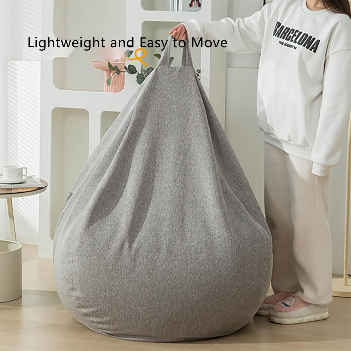 HUJZJY Oversized Bean Bag Chair for Adults, Bean Bag Couch with Filler, Soft Premium Memory Foam Lounger, Comfy Floor Sofa, for Living Room, Bedroom and Gaming Room
