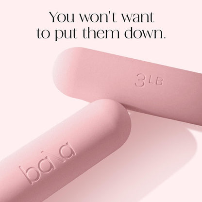Bala Bars Dumbbell Set for Women & Men, 3lb Dumbbells (Blush) - Set of 2 Bars Designed for Walking, Strength Training, HIIT, Boxing & Aerobics - Dumbbell Weights for Working Out at Home