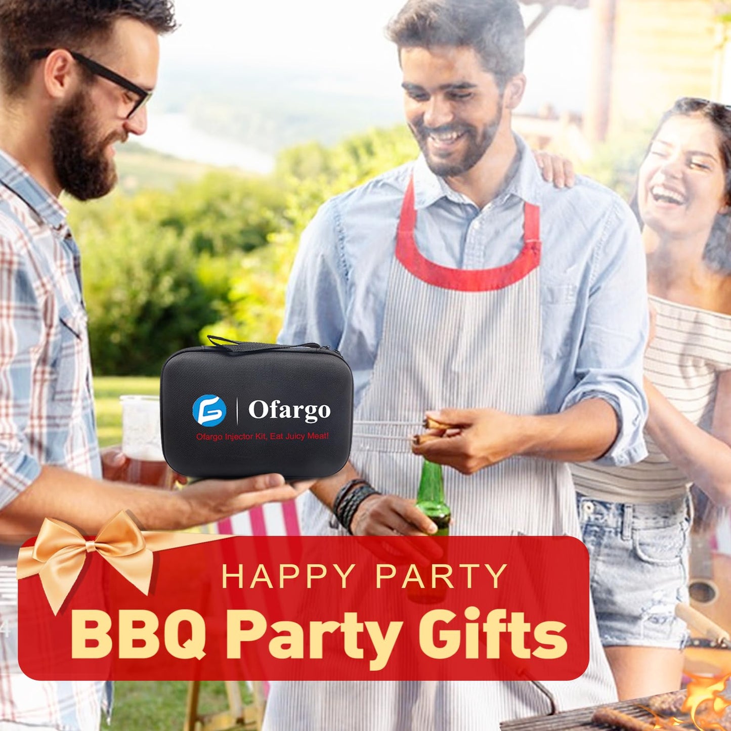 Ofargo Stainless Steel Meat Injector Syringe with 4 Marinade Needles and Travel Case for BBQ Grill Smoker, Mother Day Gifts for Mom Men Dad Husband Him
