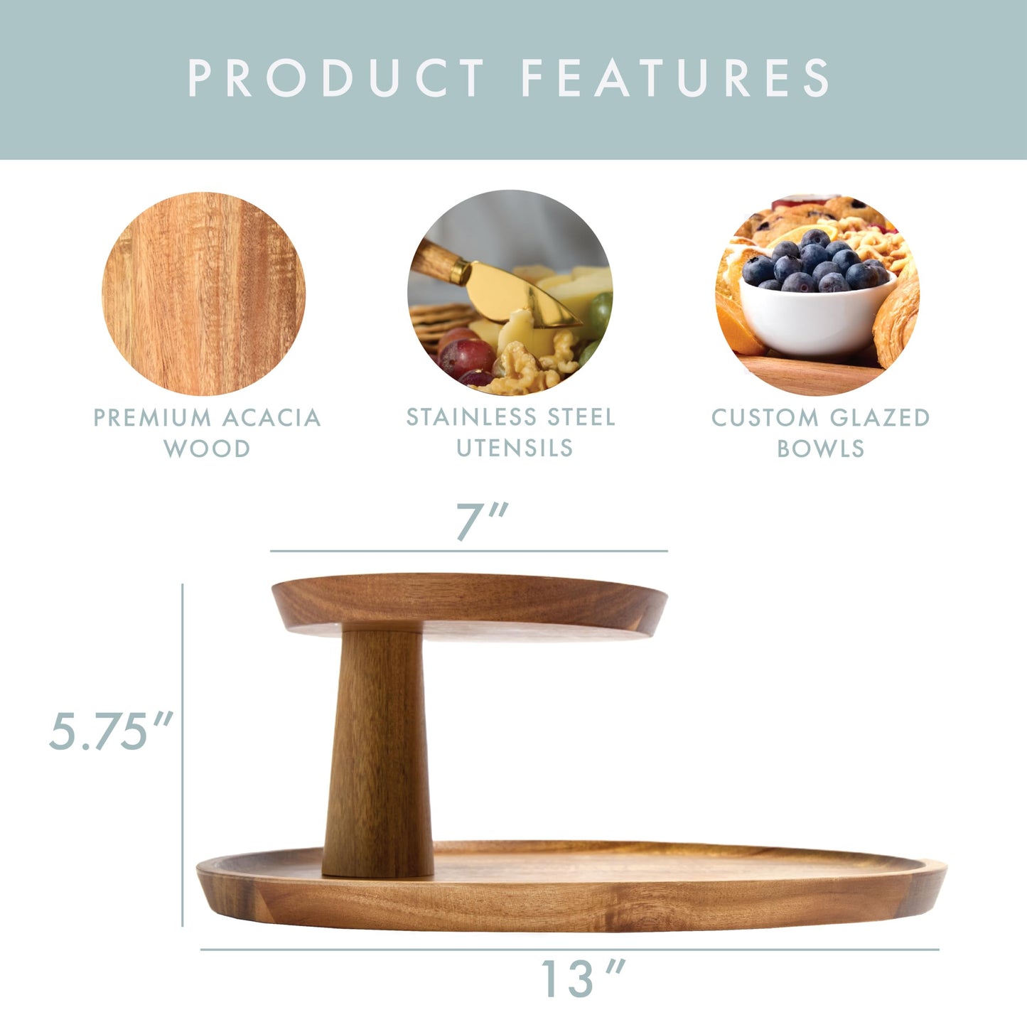 Grazerie Charcuterie Board Set - Round Acacia Cheese Board Tiered Tray Stand with Accessories - House Warming Gifts for New Home, Bridal Shower & Wedding Gift, Birthday Gifts for Women