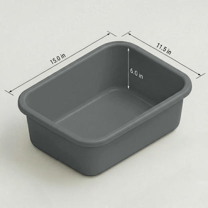 DecorRack 2 Plastic Wash Basins, Large 10 Quart Graduated Bucket, Portable Washbasin for Washing, Cleaning, Foot Bath, Dishes, Face Cleansing Bowl, Gray (2 Pack)