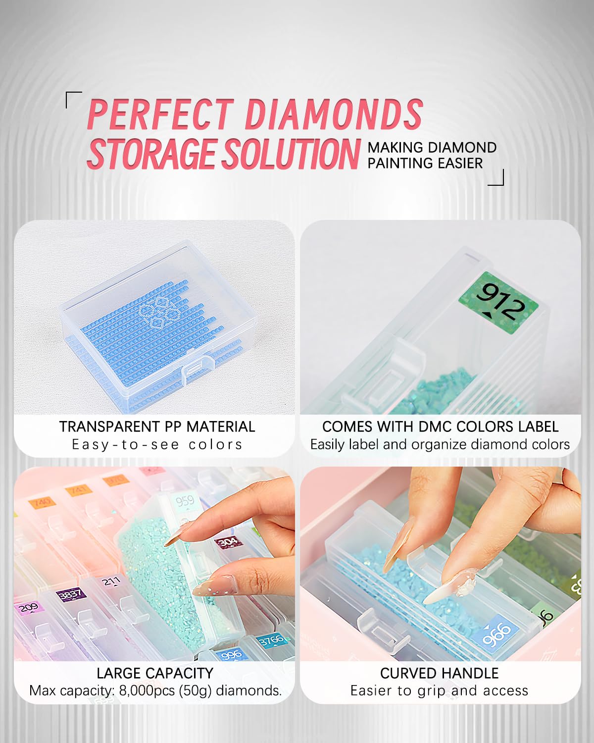 forever young 45pcs Diamond Painting Storage Containers Trays, Diamond Art Accessories Diamond Painting Trays with Lids, 2-in-1 Storage, Bead Storage & Line-Up, Box Package