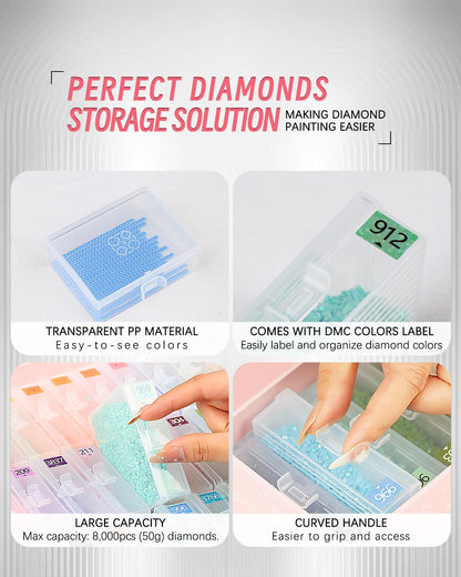forever young 45pcs Diamond Painting Storage Containers Trays, Diamond Art Accessories Diamond Painting Trays with Lids, 2-in-1 Storage, Bead Storage & Line-Up, Box Package