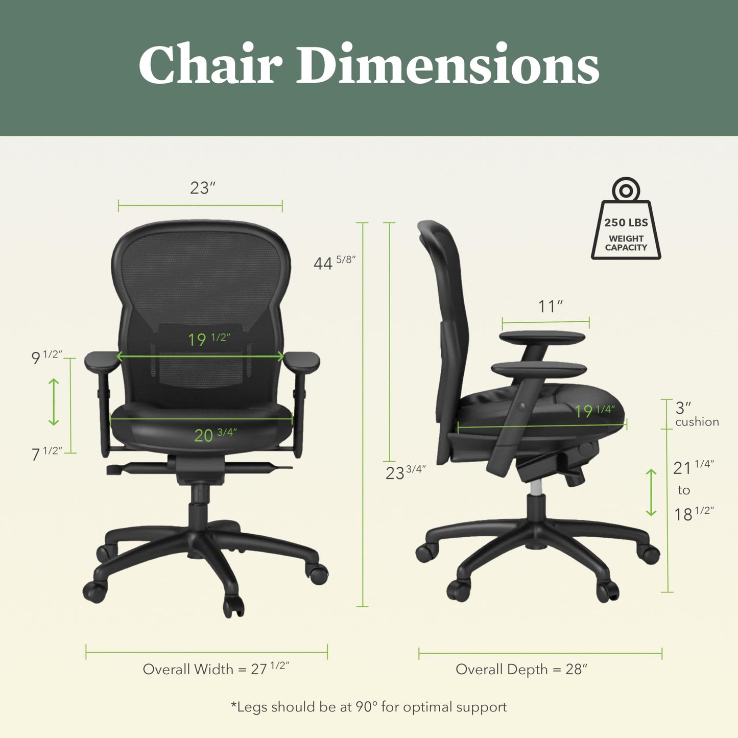 HON Wave High Back Ergonomic Office Chair with Leather Seat and Breathable Mesh Back, Adjustable Arms, Synchro‑Tilt Recline and Swivel Wheels for Desk and Computer Use, Black