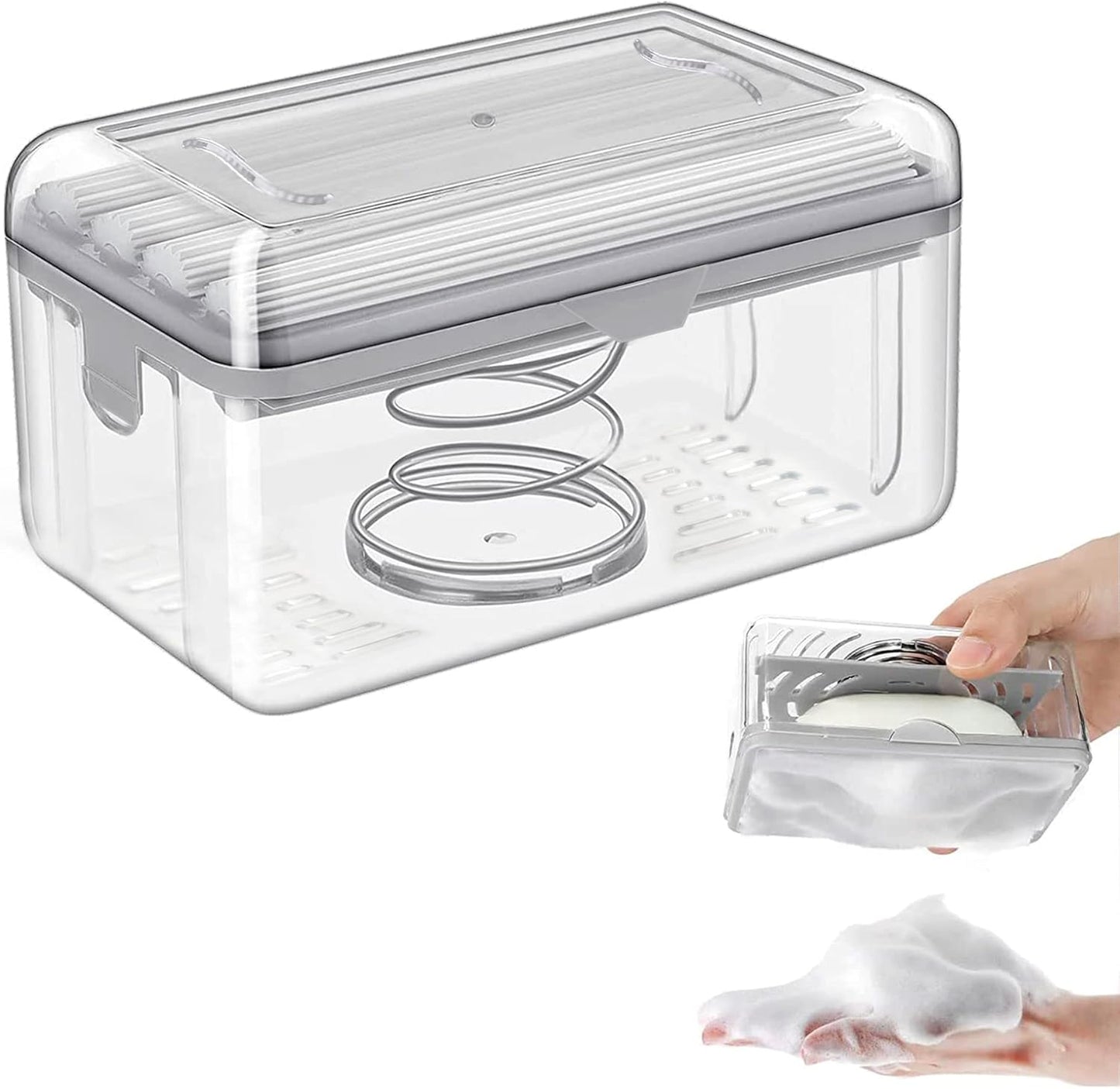 LELEMON Soap Dish with Drain: Multifunctional Soap Cleaning Storage Box for Home Bathroom and Kitchen.