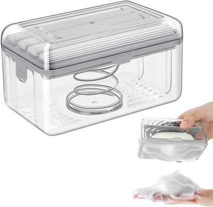 LELEMON Soap Dish with Drain: Multifunctional Soap Cleaning Storage Box for Home Bathroom and Kitchen.