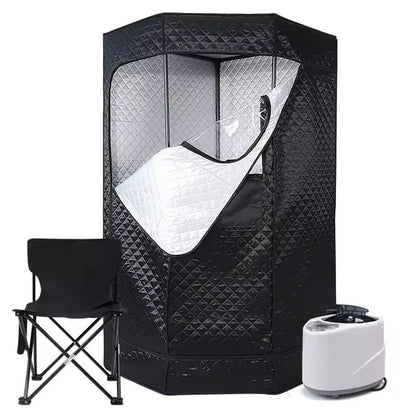 guoyjmm Portable Sauna,Pentagon Sauna Tent, Sauna Box, Personal Steam Sauna Room, Home Sauna Spa with 2.6L Steam Generator, Remote Control, Timer, Folding Chair