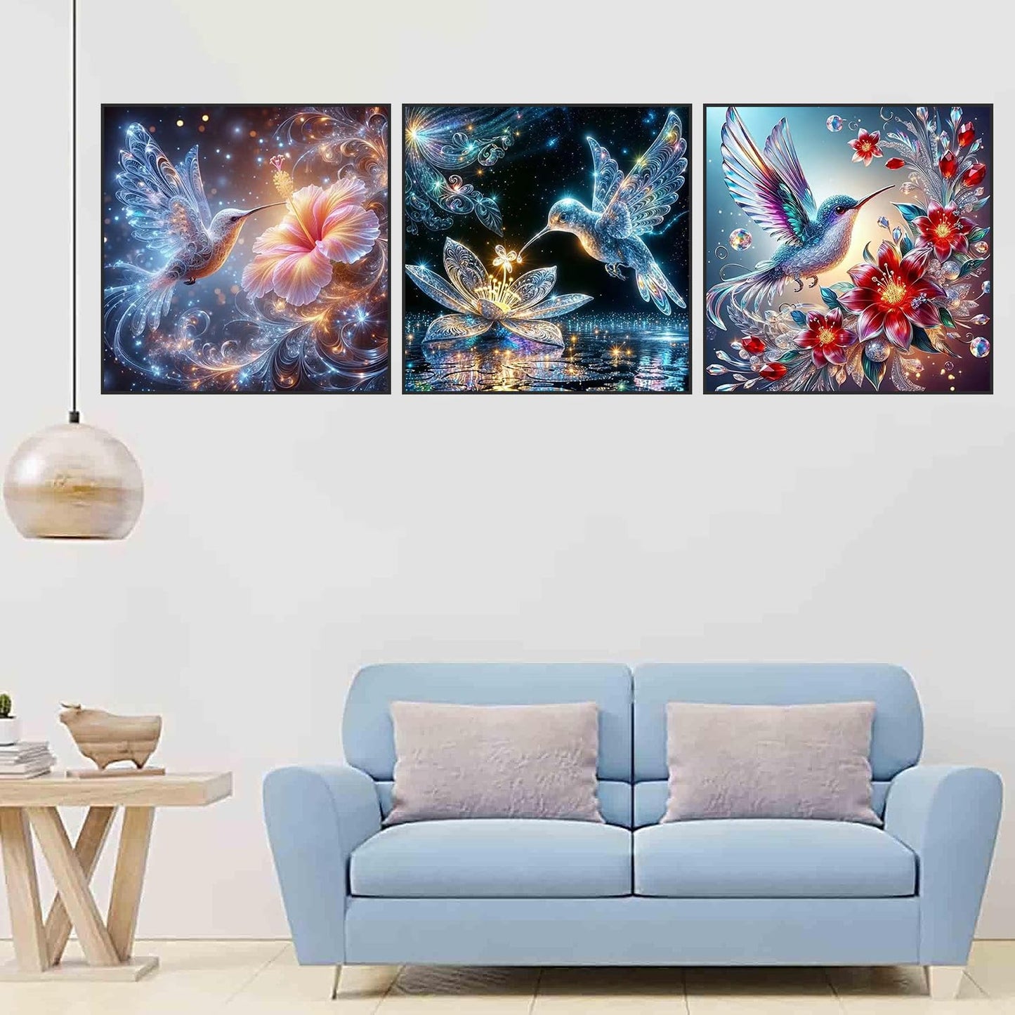 ijbnhd 3 Pack Hummingbird Diamond Art Kits for Adults, Hummingbird Diamond Painting Kits for Beginners, Full Drill Round Crystal Rhinestones Gem Art Home Wall Decor 12 x 12 Inch
