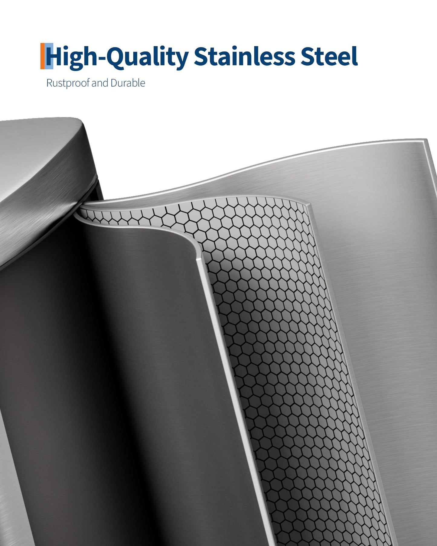 Garvee Step-on Stainless Steel Kitchen Trash Can - 13 Gal / 50 L Large Capacity, Rustproof Metal Garbage Bin with Soft Close Lid, Removable Inner Bucket & Rear Handle