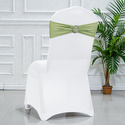 MDS Spandex Chair Sashes - Premium Stretch Covers with Buckle Slider | Universal Fit - Sage Green, Pack of 75