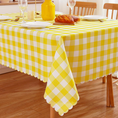 MANGATA CASA 2PCS Yellow Gingham Tablecloth, Waterproof Checkered Table Cloth for Square Tables, Light Yellow 52x52in