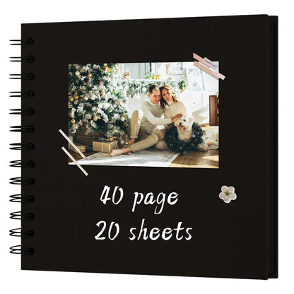 DIY Scrapbook Album 10x10 Inch 40 Pages (20 Sheets) – Hardcover Kraft Paper Photo Book, Blank Memory Scrap Book for DIY Crafts, Wedding, Anniversary, Black