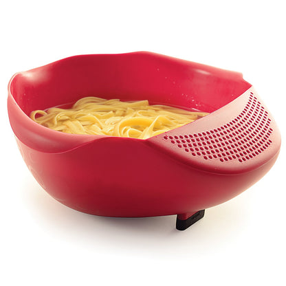 Norpro NOR-2176 Plastic Serving Bowl with Strainer , Red
