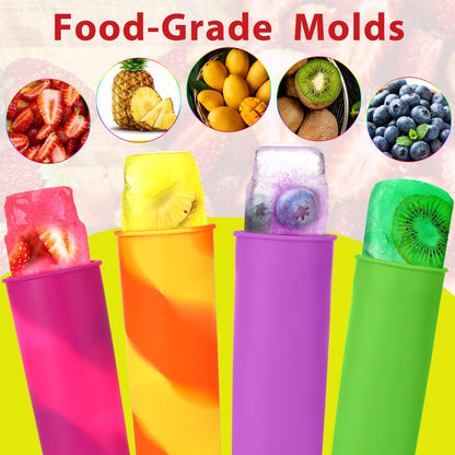 Lallisa 30 Pcs Ice Cream Molds Silicone Ice Lolly Mold Color Reusable Ice Lolly Mold with Lid Silicone DIY Homemade Ice Cream Maker Molds for Kids Adult Yogurt Freezer Summer Party