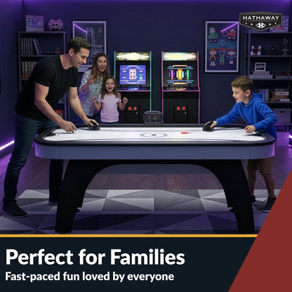 Hathaway Silverstreak 6 Ft Air Hockey Table for Home Game Room - With LED Scoring, High-Output Blower, Scratch-Resistant Surface, Strikers & Pucks - Black Finish