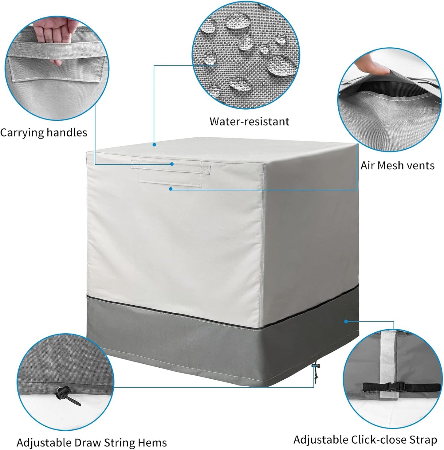 Waterproof and Durable Air Conditioner Cover for Outside Units, Square Fits 26 x 26 x 32 Inches