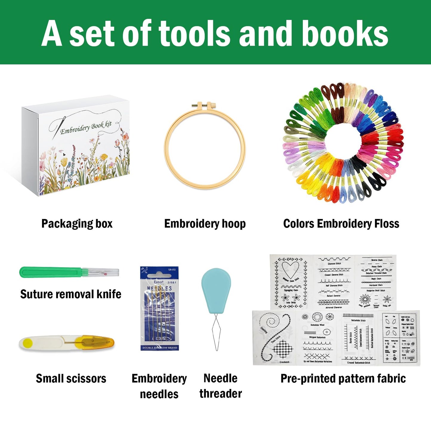 2026 Upgraded Embroidery Stitch Book Kit, 106 Patterns DIY Book Embroidery Kit with Full Tools and Tutorial, Portable All-in-One Hand Beginner Embroidery Book for Adults & DIY Craft Lovers