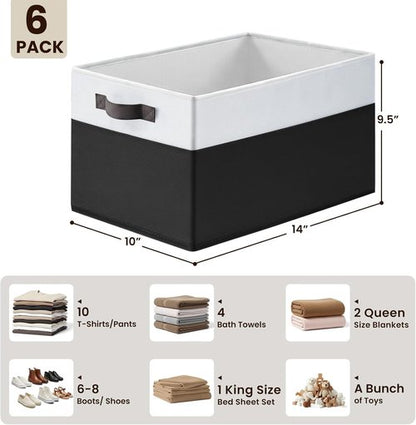 Criusia Closet Organizers - 6 Pack Storage Bins for Clothes & Bedding | Under Bed Containers (14L x 10W x 9.5H)