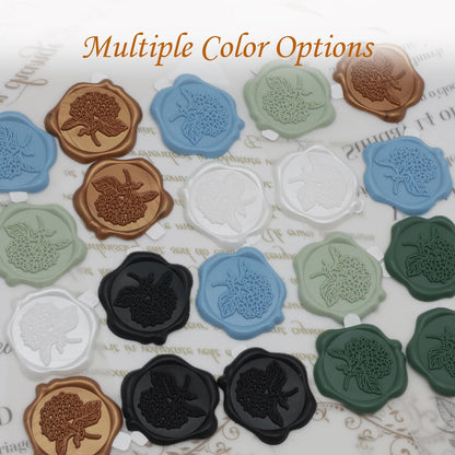 50pcs Hydrangea Wax Seal Stickers, Andotopee Floral Botanical Envelope Seal Stickers, Self-Adhesive Black Stickers Pre-Made from Real Sealing Wax, Great for Wedding Invitation, Gift Wrapping