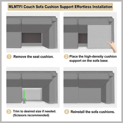 MLMTFI 22" x 22" Couch Cushion Support for Sagging Seat, 3 PCS Large Size Insert Sofa Cushion Support for Better Lift, 45D High-Density Foam Couch Replacement for Furniture Seat Sagging Repair, Grey