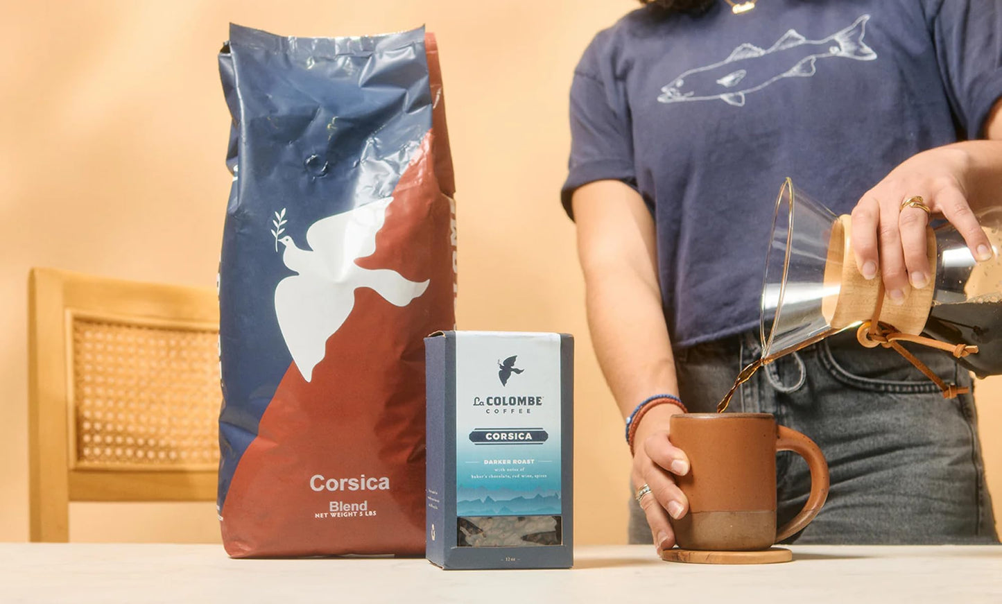La Colombe Corsica Dark Roast Drip Grind Ground Coffee - Notes of Baker's Chocolate, Red Wine & Spices, 12 Ounce (Pack of 1)