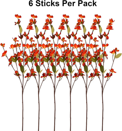 Artflower 6 Pack Artificial Silk Plum Blossom 23.6’’ Fake Flower Stems for Table Centerpieces Home Wedding Decoration